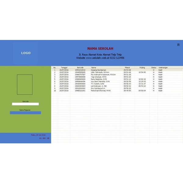 Software absensi pegawai RZF Absen Barcode