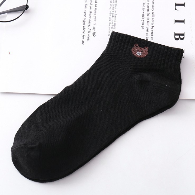 Kaos Kaki Wanita Polos Pendek Aksesoris Sepatu Murah Semata Kaki - LPM Shop-HITAM KPLBROWN