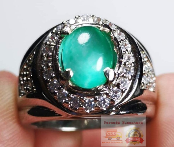 [BAYAR DITEMPAT] Natural Zamrud Colombia Oval Cobocon Top Quality