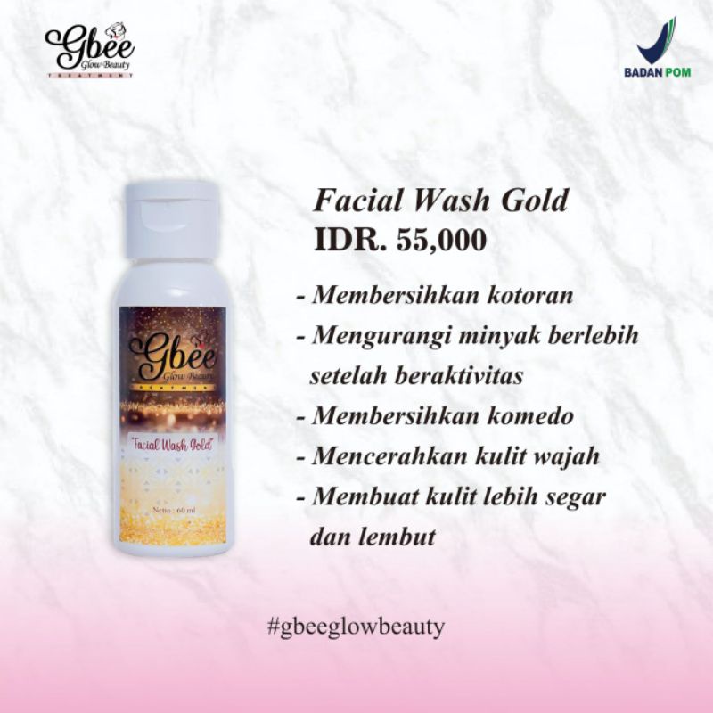 ( TERMURAH) Eceran / Satuan gbee GLOW BEAUTY Skincare Herbal / Cream pemutih wajah-FACIAL WASH GOLD