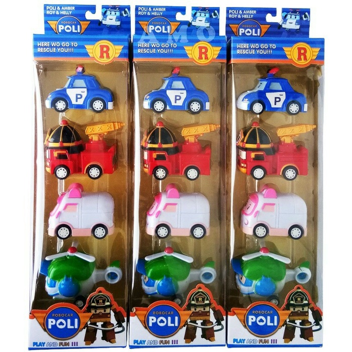 Mainan anak laki laki figure mobil car p'o'li set isi 4 pcs Action Figure Anak