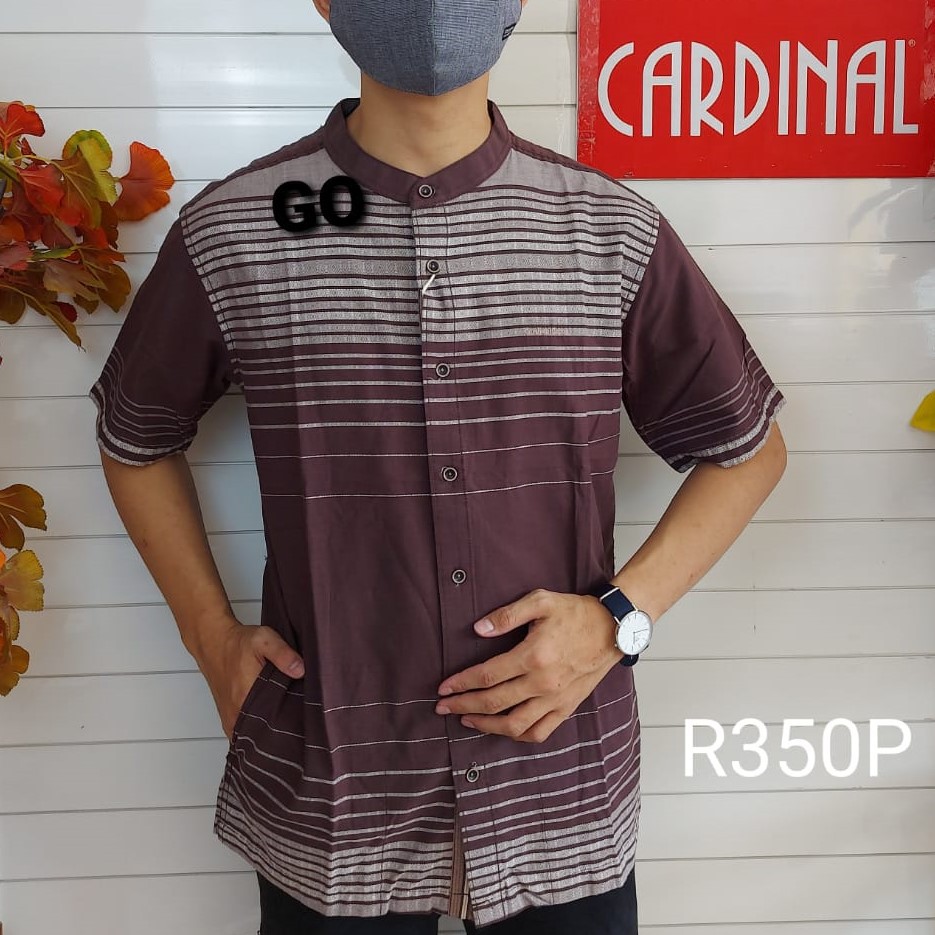 gof L CARDINAL KEMEJA KOKO Taqwa Pakaian Pria Original Baju Muslim Salur Lengan Pendek Kekinian