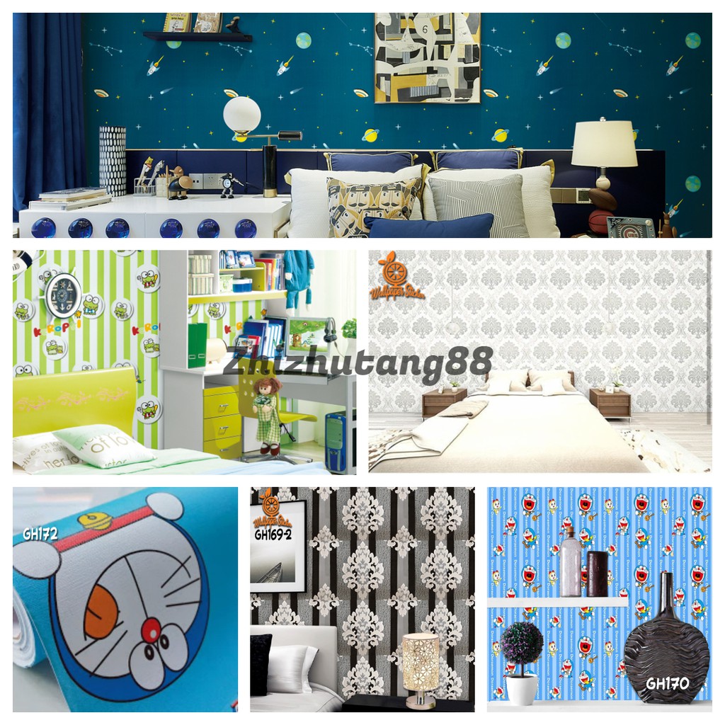 Wallpaper Dinding Warna Motif Karakter Wallpaper Stiker Dinding Wallpaper Aesthetic Gh 45Cmx8M Wallpaper Hiasan Dinding