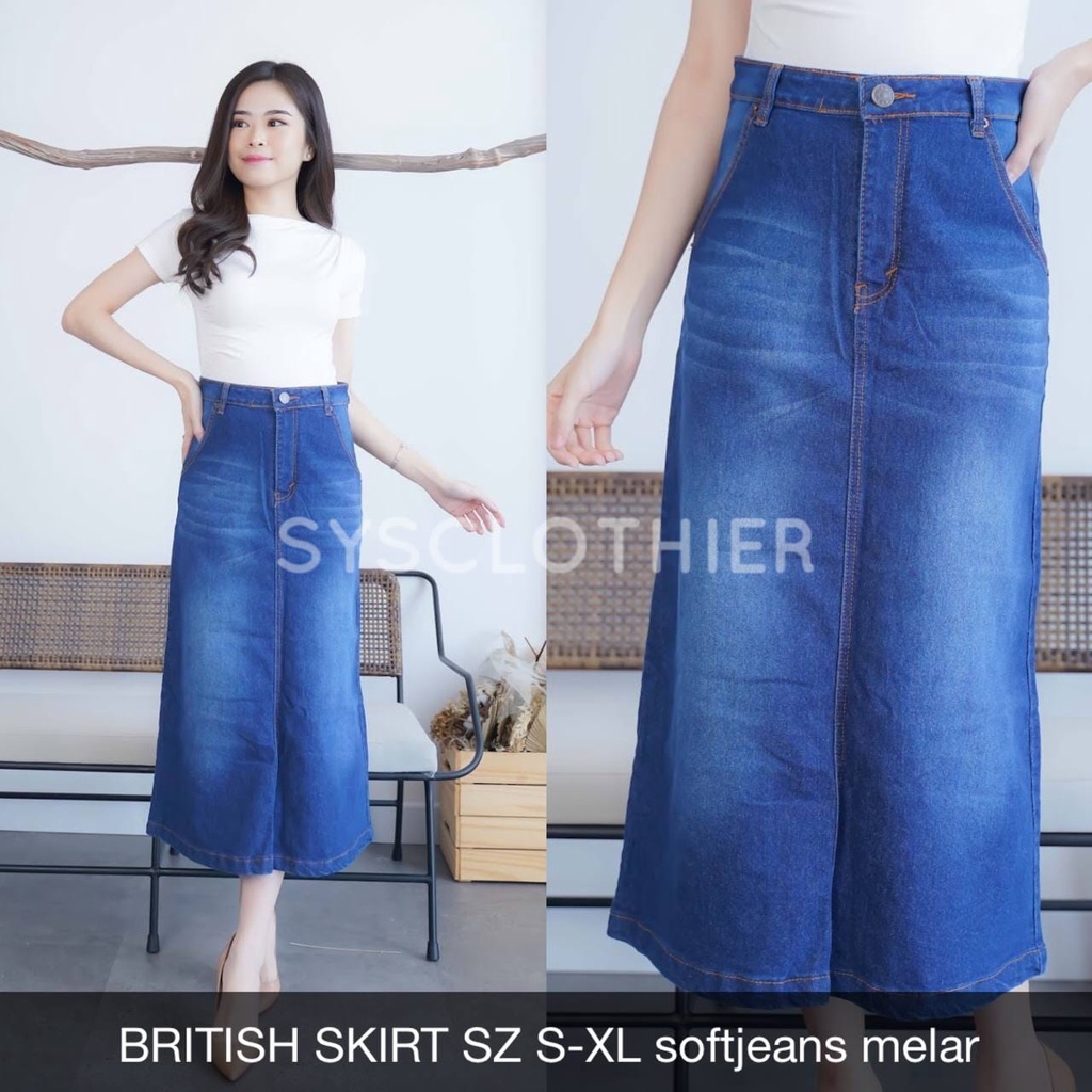 CELANA JEANS WANITA BRITISH SKIRT PREMIUM