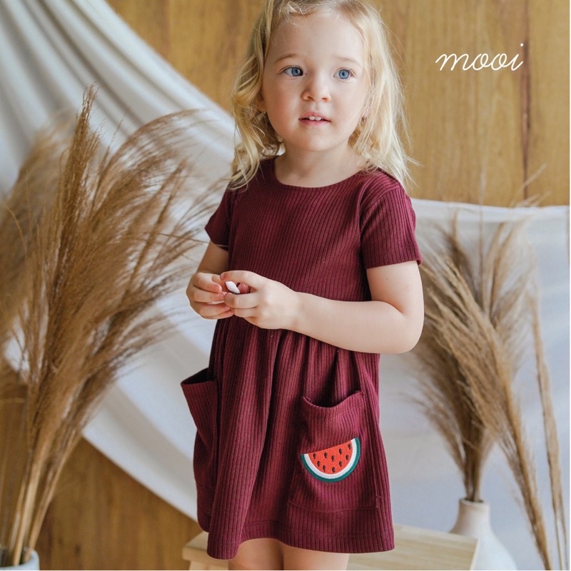 MOOI RIB POCKET DRESS/BABY DRESS