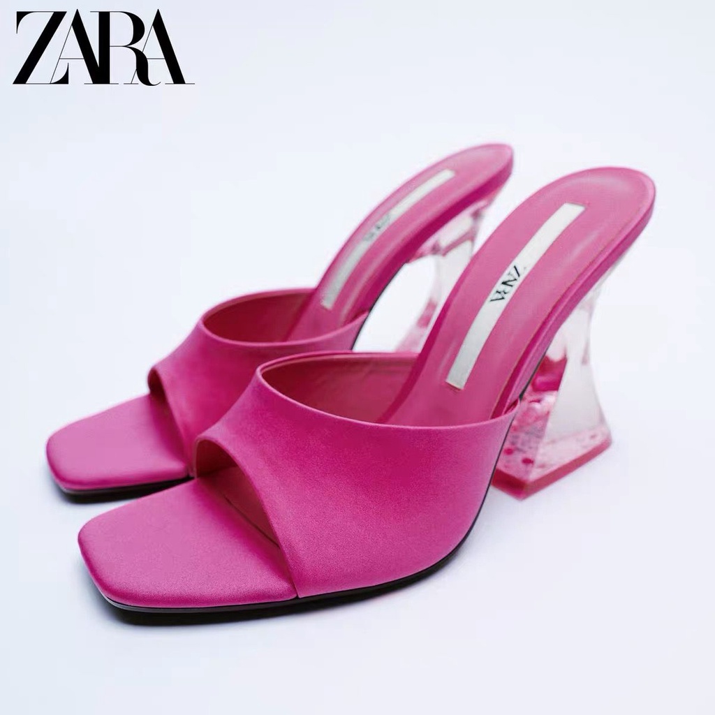 SANDAL ZR HEELS WANITA FASHION / ZR ZARA HEELS TRANSPARAN SATIN