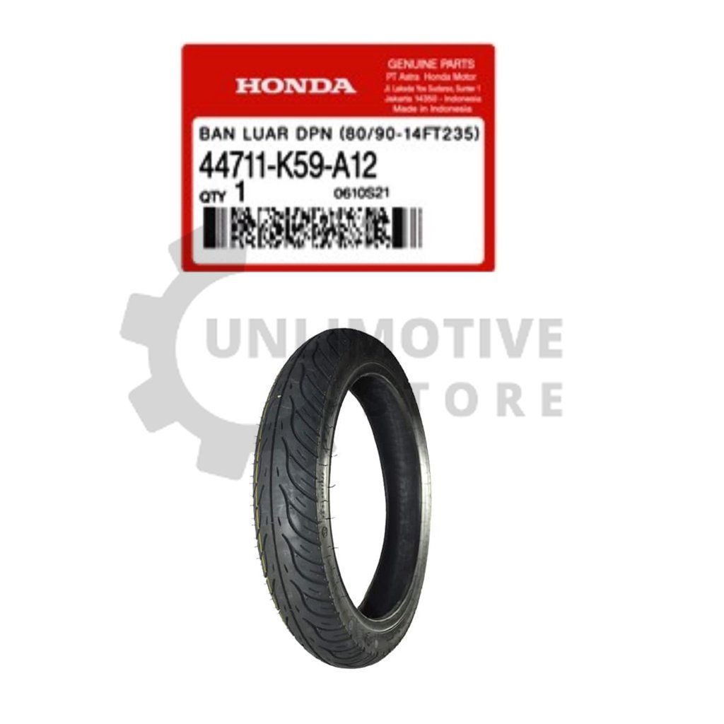 100% Ori 44711-K59-A12, Ban Depan Tubeless 80 90 - 14 Beat Vario 110cc 125cc 150cc AHM, Ban Tubeless