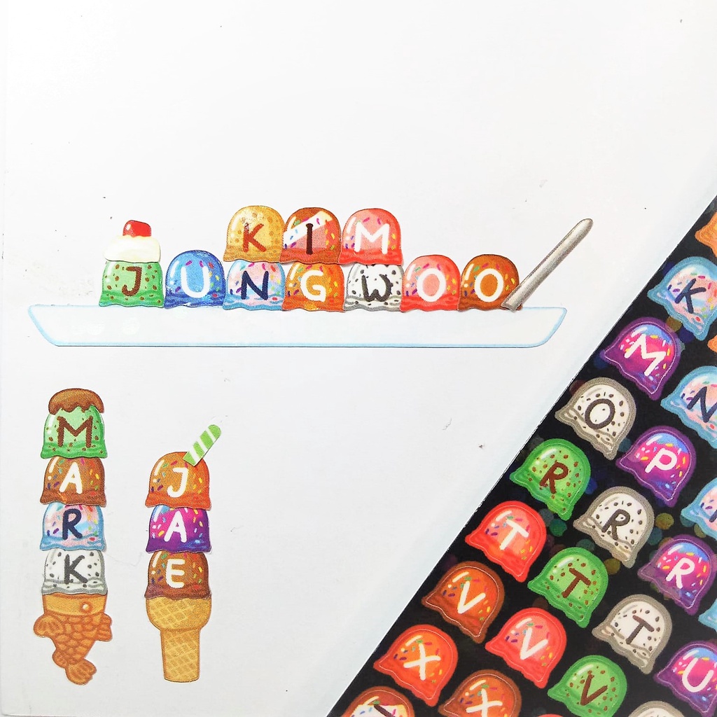 

ICE CREAM ALPHABET STICKER SHEET