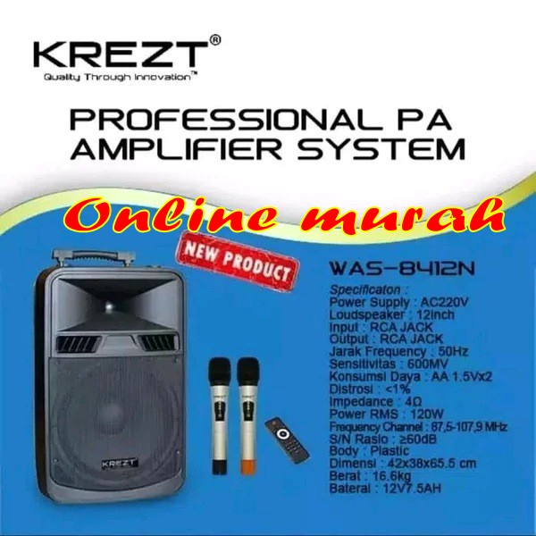 speaker portable wireless krezt was 8412n krezt was8412n 12'' original