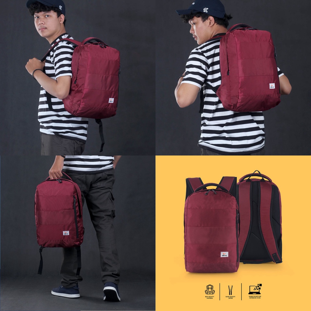 Tas Ransel Laptop 14Inch Elbrus Original Model Unisex Cewek Cowok Tas Punggung Backpack Tas Bahu Laptop 14inci