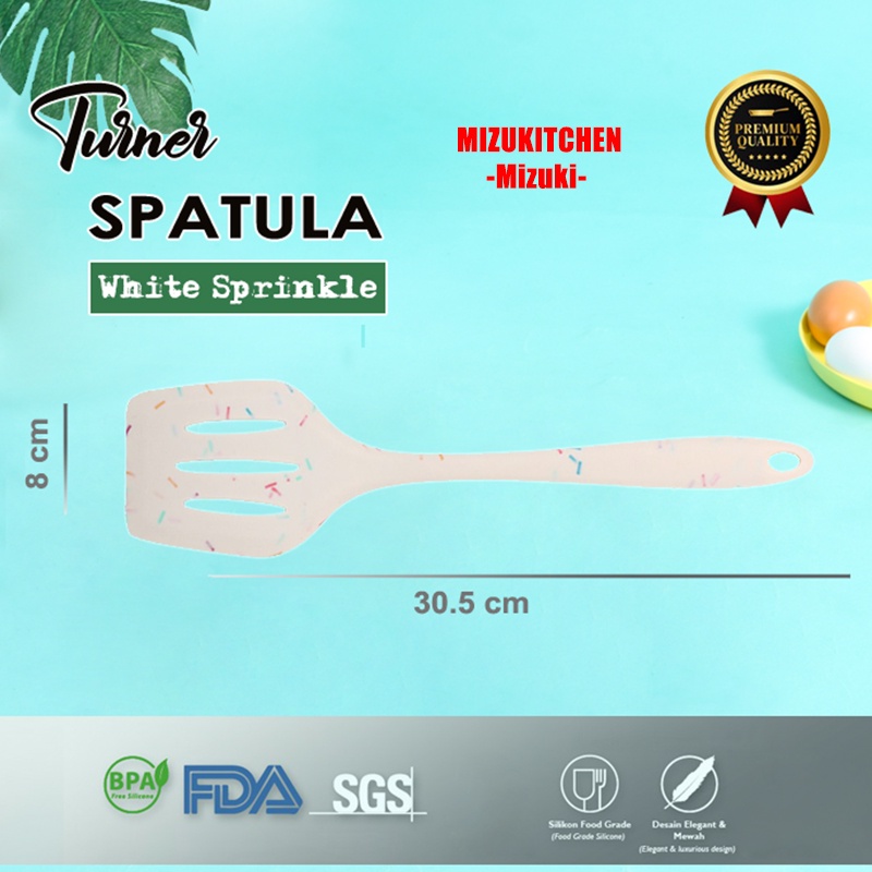 Mizuki SPATULA WHITE SPRINGKLE 2041 sutil menumis besar turner putih ceres