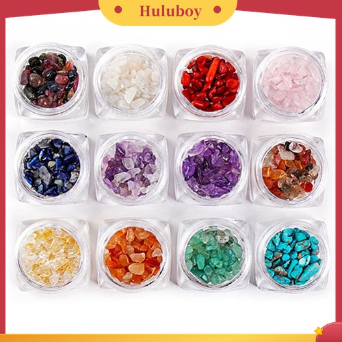 Huluboy Huluboy♡ 12 Warna / Set Batu Kuarsa Berlian Imitasi Bahan Akrilik Untuk Dekorasi Nail Art