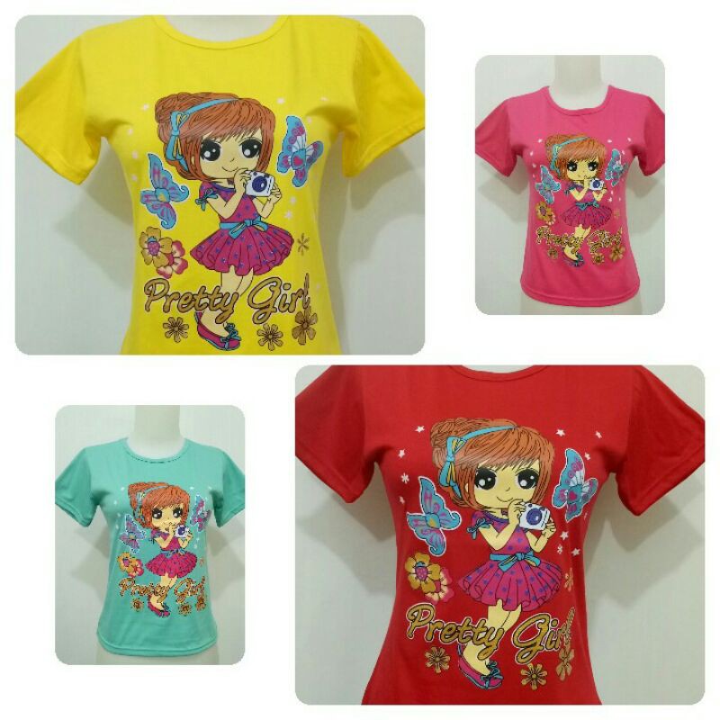  Baju  kaos  anak perempuan  2 13 tahun Tangan pendek gambar  