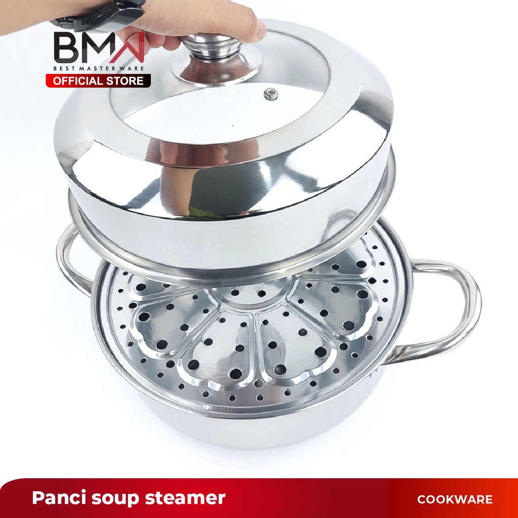 Panci Soup Steamer Kukus 2 Susun Dandang Siomay Stainless Premium