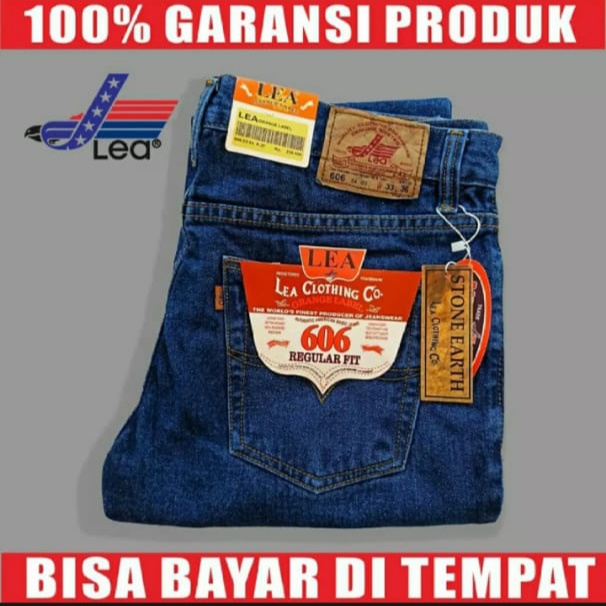 promo celana jeans pria standart / celana jeans lea original ukuran 28-38 warna hitam pekat