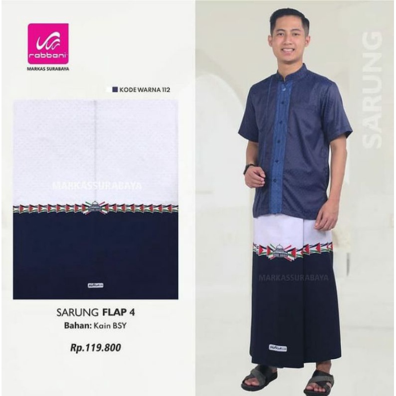 Sarung Rabbani Putih Hitam - Sarung Dua Warna Rabbani - Sarung Rabbani Palestina - Sarung Palestine 