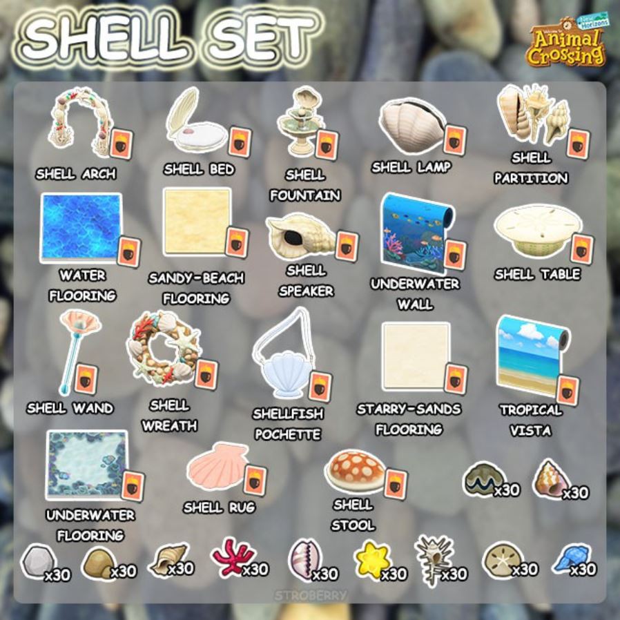 Jual Shell Set ACNH + Material Animal Crossing Indonesia
