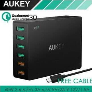 ORIGINAL AUKEY PA-T11 TURBO CHARGER 6 USB PORT SUPPORTQUICK CHARGE 3.0