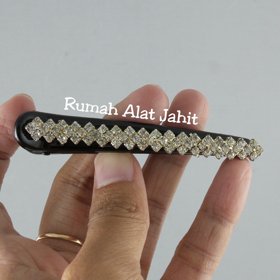 Jepit Rambut / Hair Clip Permata Baris 8cm (sepasang)