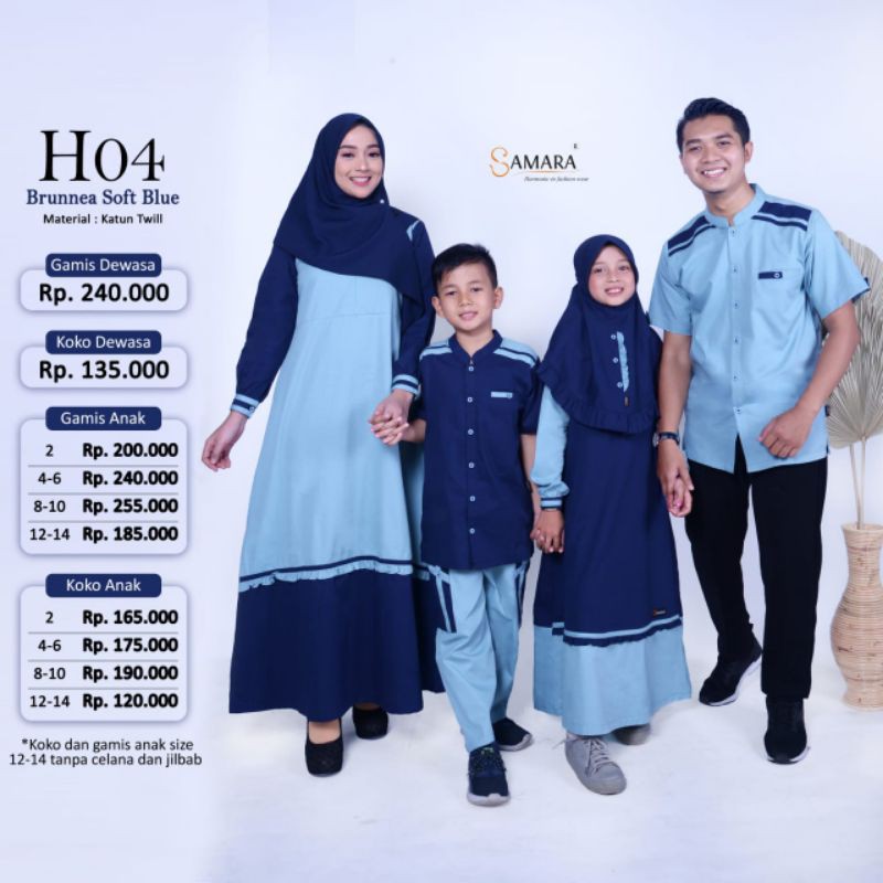 New Sarimbit Busana Muslim Lebaran terbaru Biru H04