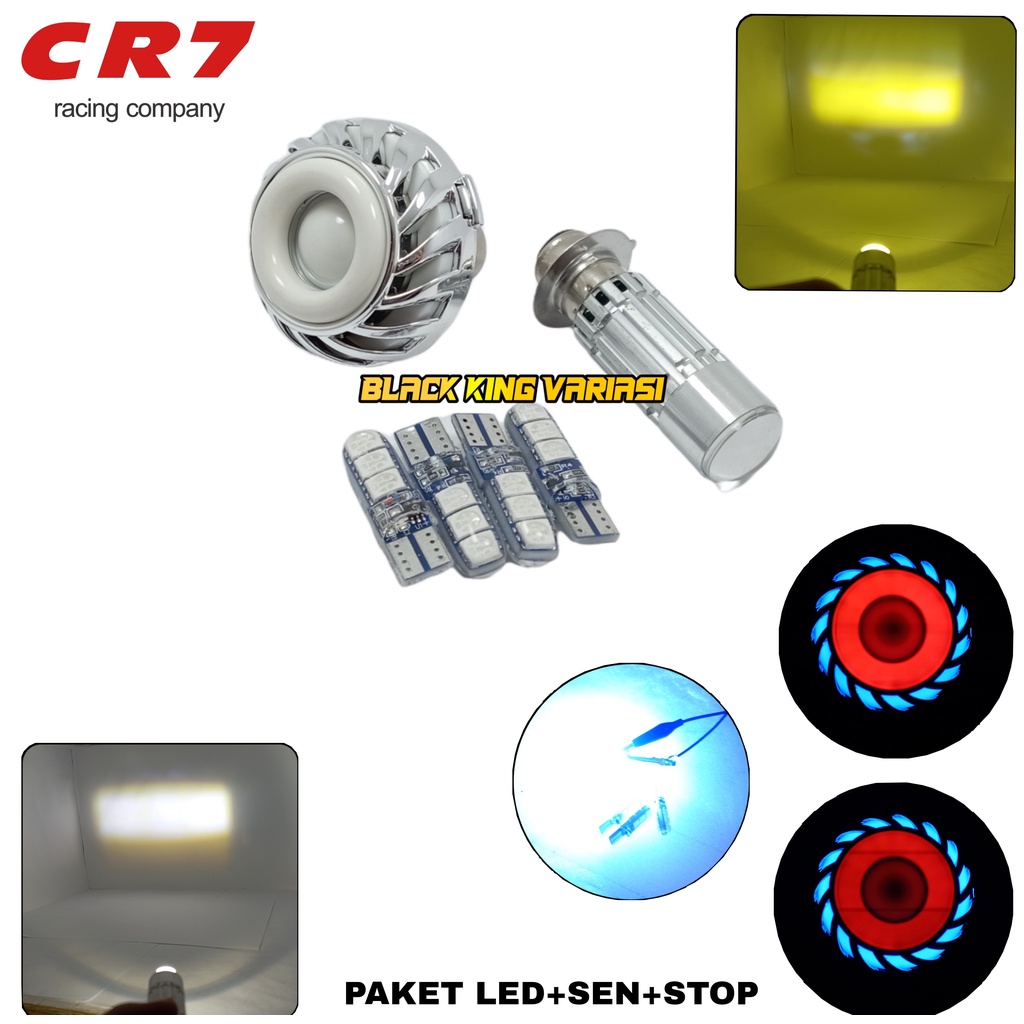 PAKET HEMAT LAMPU VARIASI 3IN1 - LAMPU UTAMA LED 2 SISI AC DC + LAMPU STOP REM PROJIE + 4pcs LAMPU SEN JELLY KEDIP.