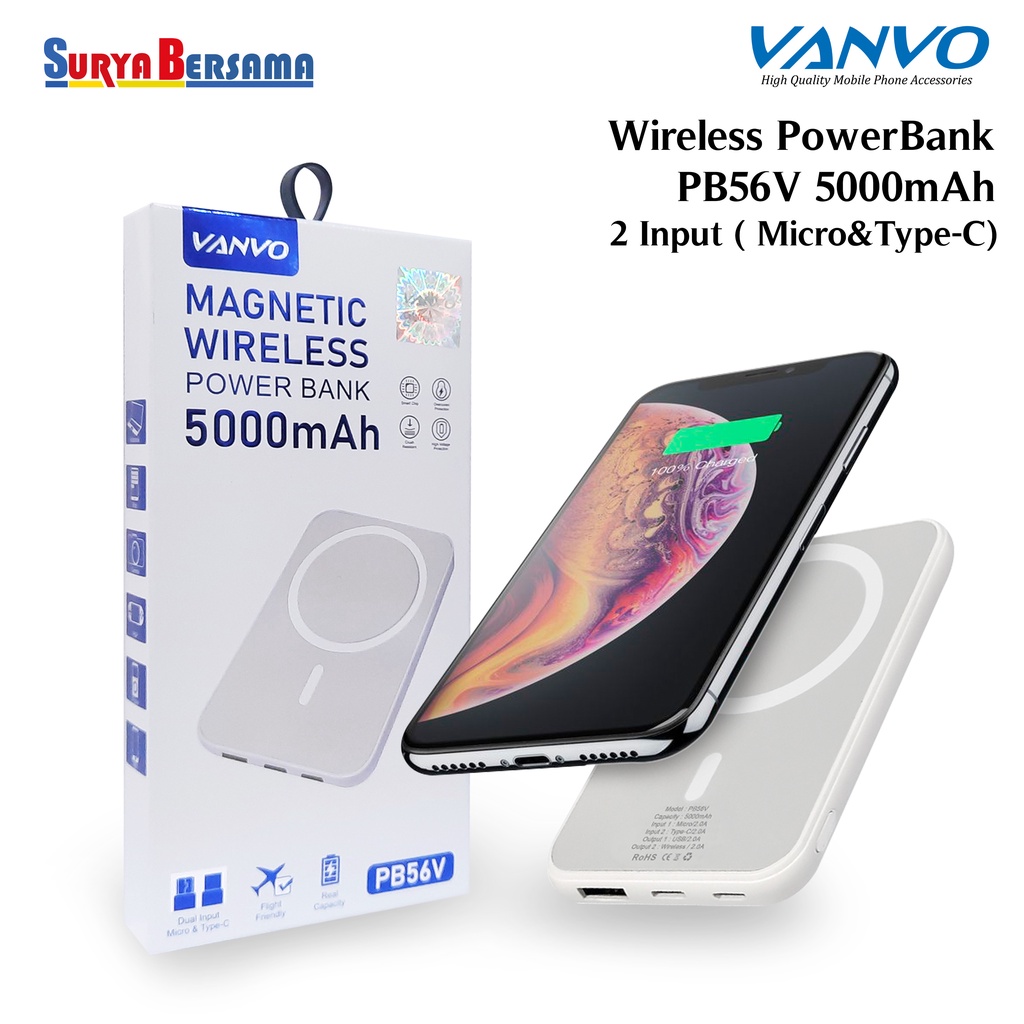 POWERBANK WIRELESS CHARGING 5000MAH VANVO PB56V POWER BANK WIRELESS