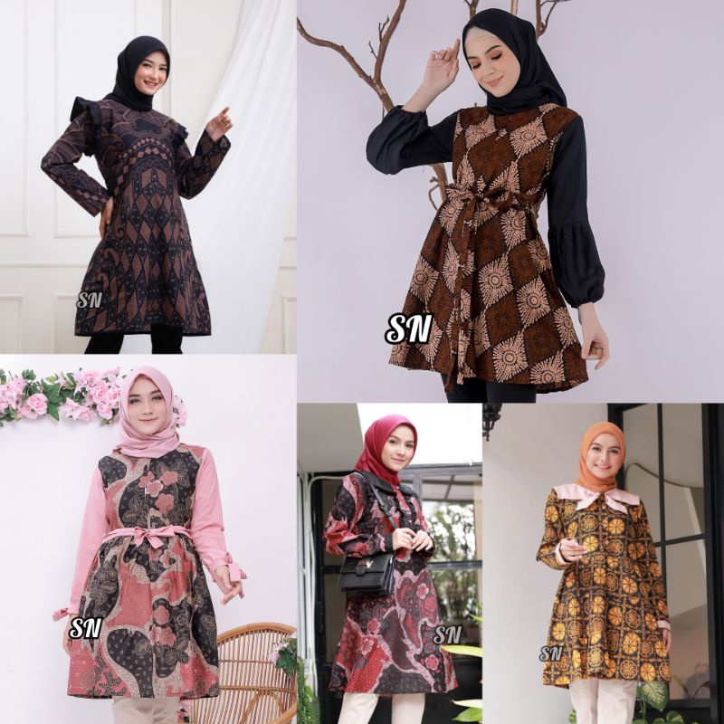 S M L XL XXL 3L 4L 5L TUNIK BATIK WANITA PETUNIA BAJU BATIK WANITA