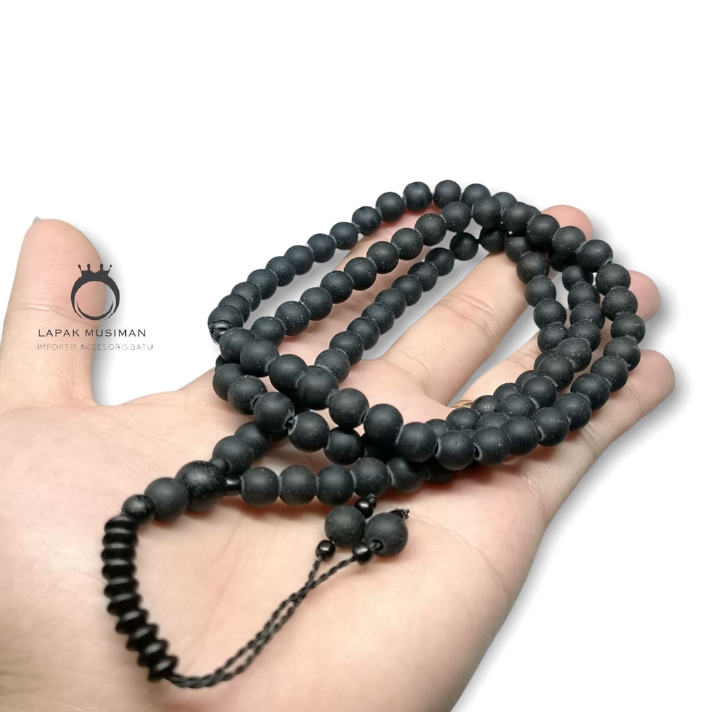 [Bayar di Tempat] Tasbih 99 Butir Batu Full Onyx Doff Asli Natural Tasbih Muslim