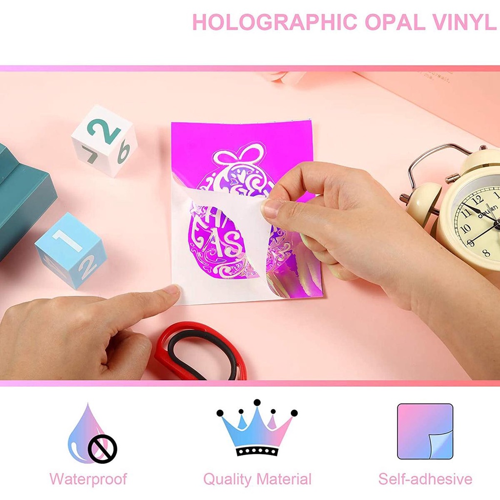 [Elegan] Vinyl Compatible Dengan Pemotong Bahan Glossy Opal Hologram Craft