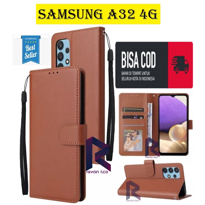 CASE SAMSUNG A32 4G FLIP WALLET LEATHER KULIT PREMIUM SARUNG BUKA TUTUP FLIP CASE SAMSUNG A32 4G