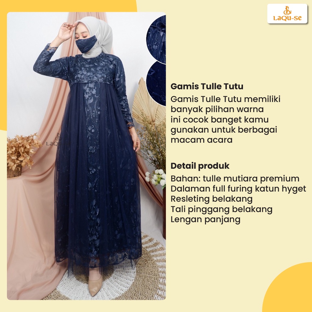 Gamis Kebaya Tulle Mutiara Mix Tutu Gaun Outfit Kondangan Dress Pesta Wisuda Wanita By Laquse_kebaya2