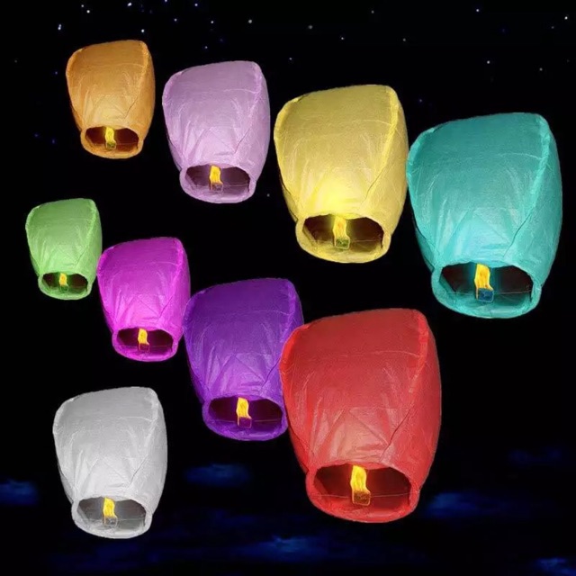 Lampion Terbang Warna Warni 10 pcs