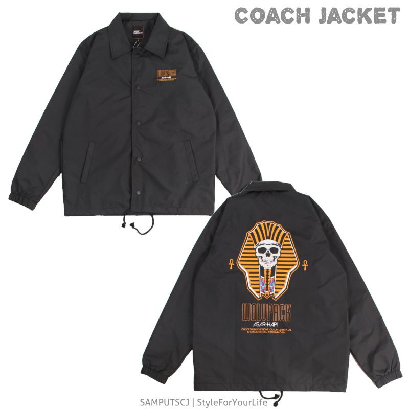[SAMPUTSCJ] Coach Jacket Fear Aunt Black and Navy