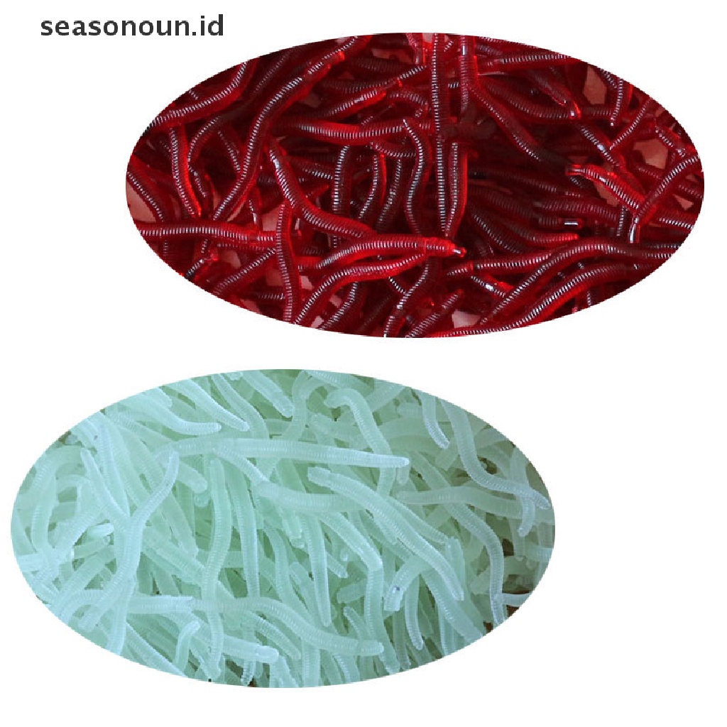 (seasonoun) 100pcs Umpan Pancing Soft Bait Bentuk Cacing Tanah Bahan Silikon