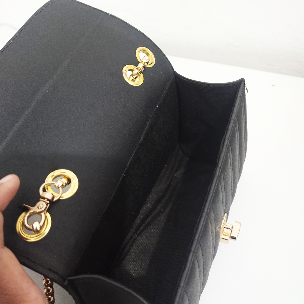 Tas selempang wanita tali rantai shoulder bag korea slempang cewek tas pesta kulit sintetis slingbag polos