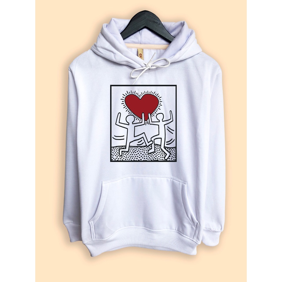 Jaket Hoodie Keith Haring Love Valentine Couple