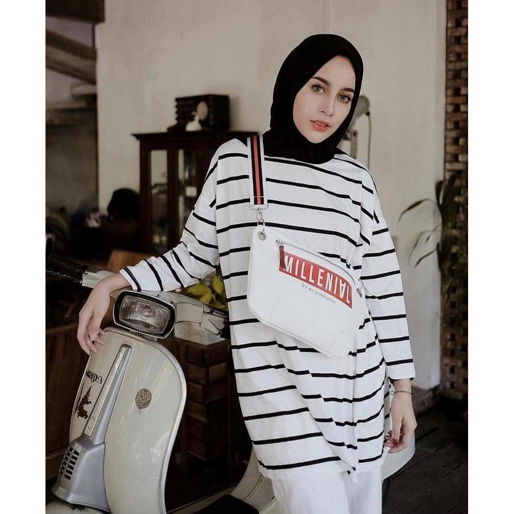 Mf Lossy Tunic Salur Jumbo Big Size Tunik Losi Aqila Steva Stevi