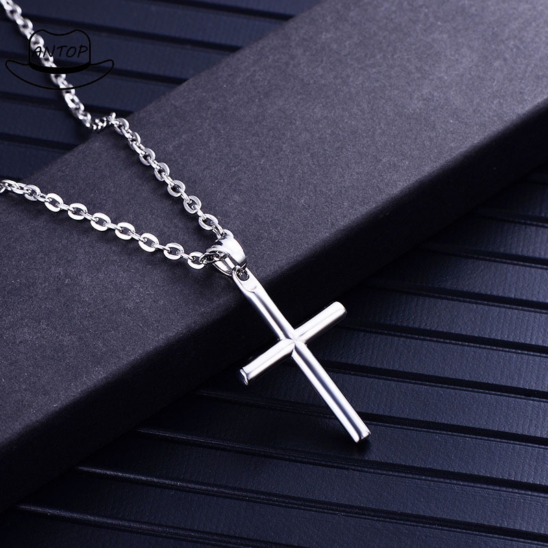 Kalung Salib Pria Rantai Vintage Cross Salib Liontin Kalung ANTOP