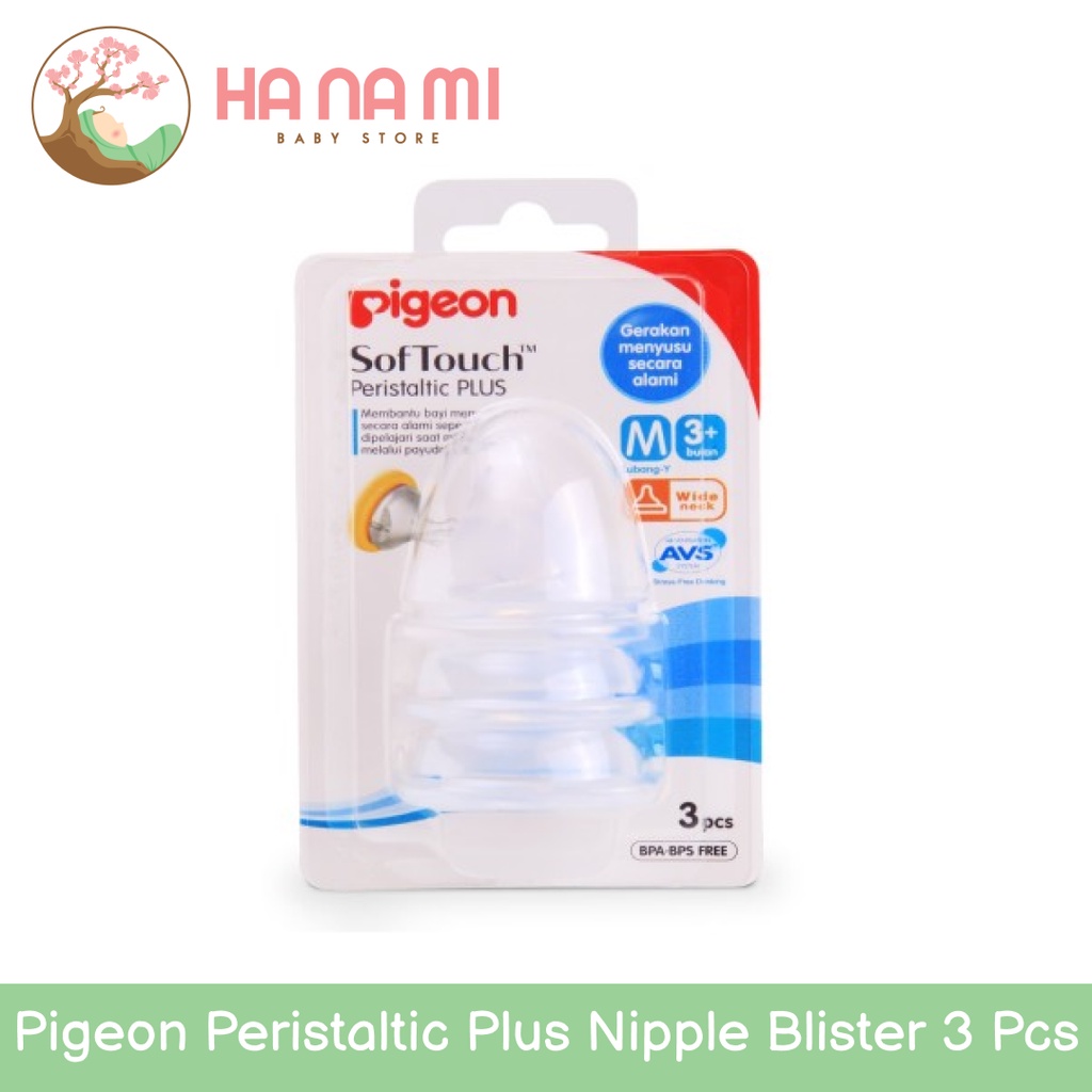 Pigeon Peristaltic Plus Nipple Blister 3 Pcs SS/S/M/L