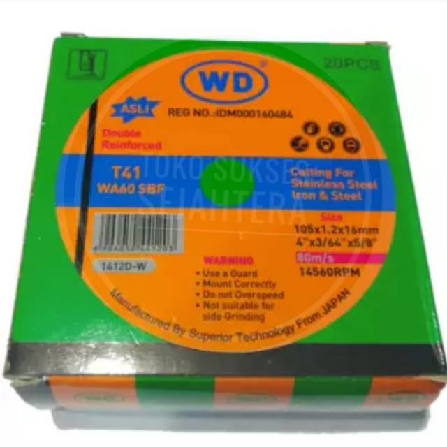 Batu Potong WD 4 x 1.2 Mata Gerinda Batu gurinda potong WD Batu Potong Besi Cutting Wheel Besi 4 inch PER PCS