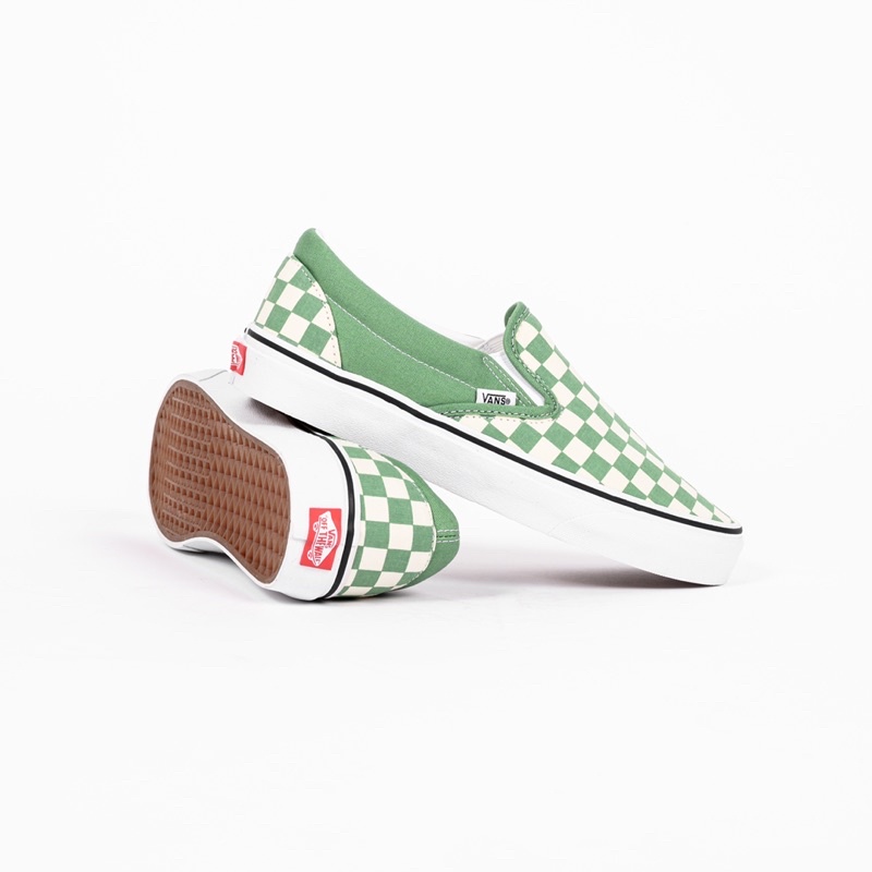 V4ns Slip On Classic Chekerboard Shale Green Original