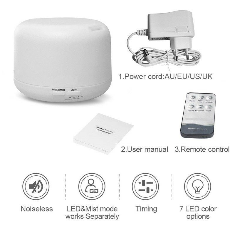 [ORIGINAL 100%] [Stok Tersedia] Ultrasonic aromaterapi Diffuser humidifier 500ml Air Purifier 500ml-2