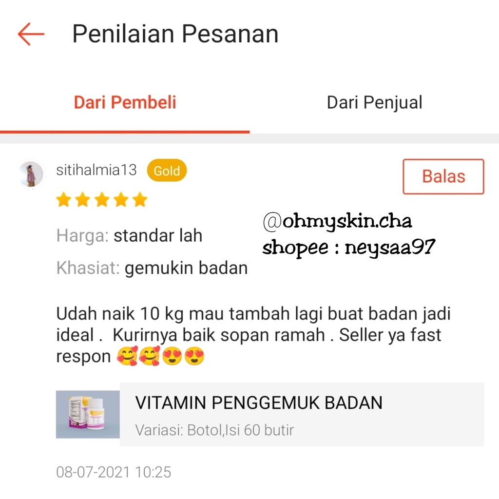 VITAMIN PENAMBAH BERAT BADAN / PENGGEMUK BADAN ORIGINAL