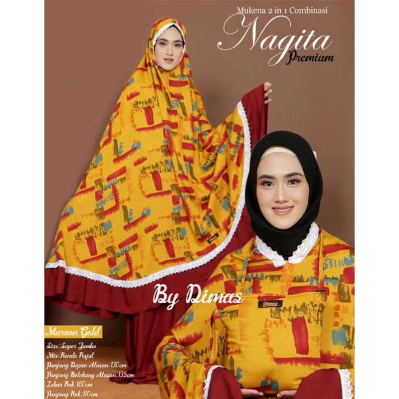 Mukena Premium Rayon Traveling 2in1 Nagita Renda Rajut Size Super Jumbo