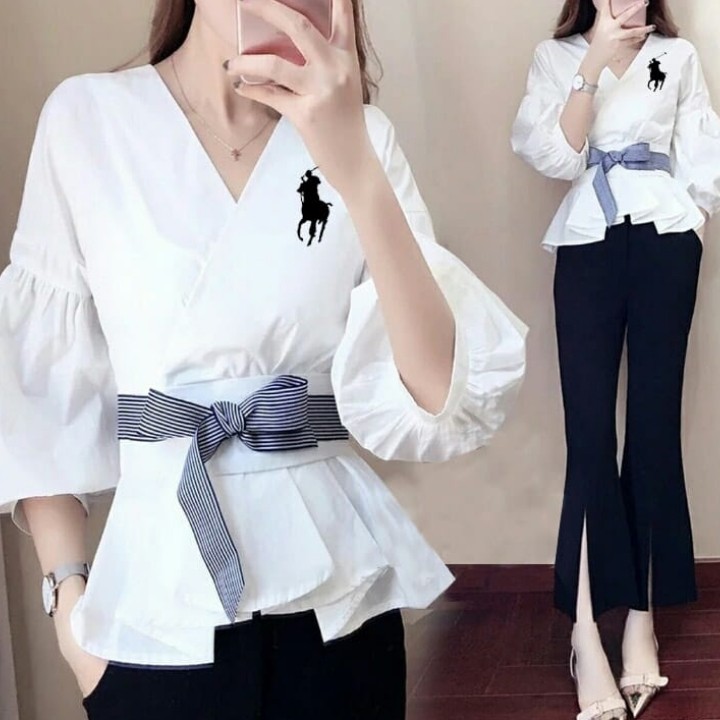 FWG - BLOUSE HORSES / BLOUSE KOREA / BLOUSE / ATASAN WANITA / FASHION WANITA BARU / BAJU ATASAN WANITA