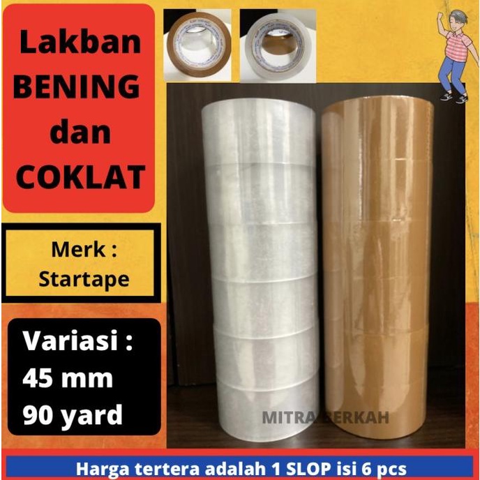 

Buruan serbu] Lakban Coklat Bening 1 Slop isi 6 Roll Star Tape 45mm 48mm