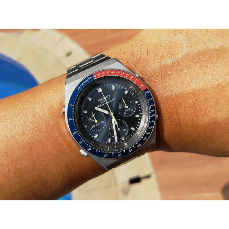Original RARE Collectible 80s Vintage Seiko Chronograph Pepsi 7A28-703A quartz SQ all original