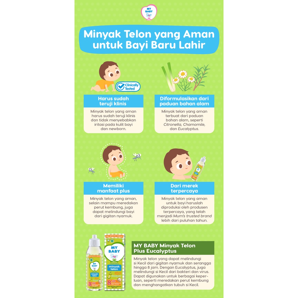 My Baby Minyak Telon Plus 90ml, Minyak Telon Bayi, Anti Nyamuk Bayi