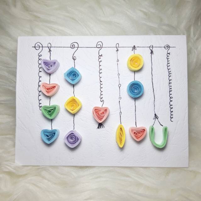 Kartu ucapan I Love You paper quilling