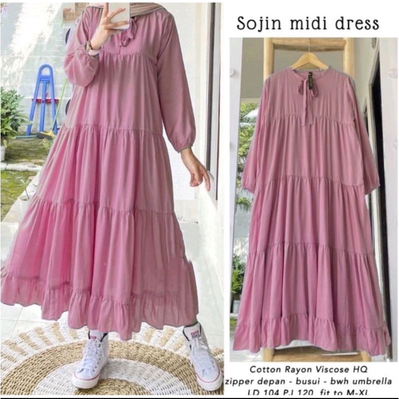 SYARIFA MIDI DREESS/MIDI POLOS RAYON PREMIUM